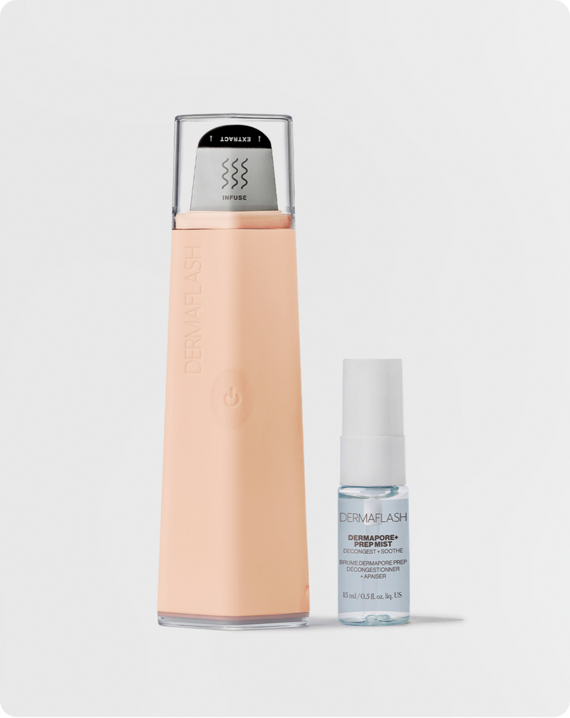 Peach Fuzz | DERMAPORE+ pore extractor in Peach Fuzz shown next to PREP MIST