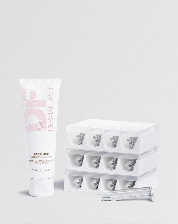 MICROFINE EDGES™ and PREFLASH® exfoliator from the LUXE+ REPLENISHMENT KIT 12 blade kit