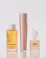 LUXE+ SONIC SKINCARE SET - Rose Gold | Luxe+ Sonic Skincare Set set in Pop Pink with LUXE+, BOTANICAL KETOACID TONER and ACTIVE COCOONING SERUM
